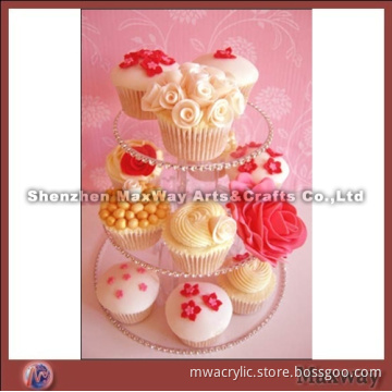 Clear Round Elegant 3 Tiers Acrylic Cup Cake Display Stand Rack